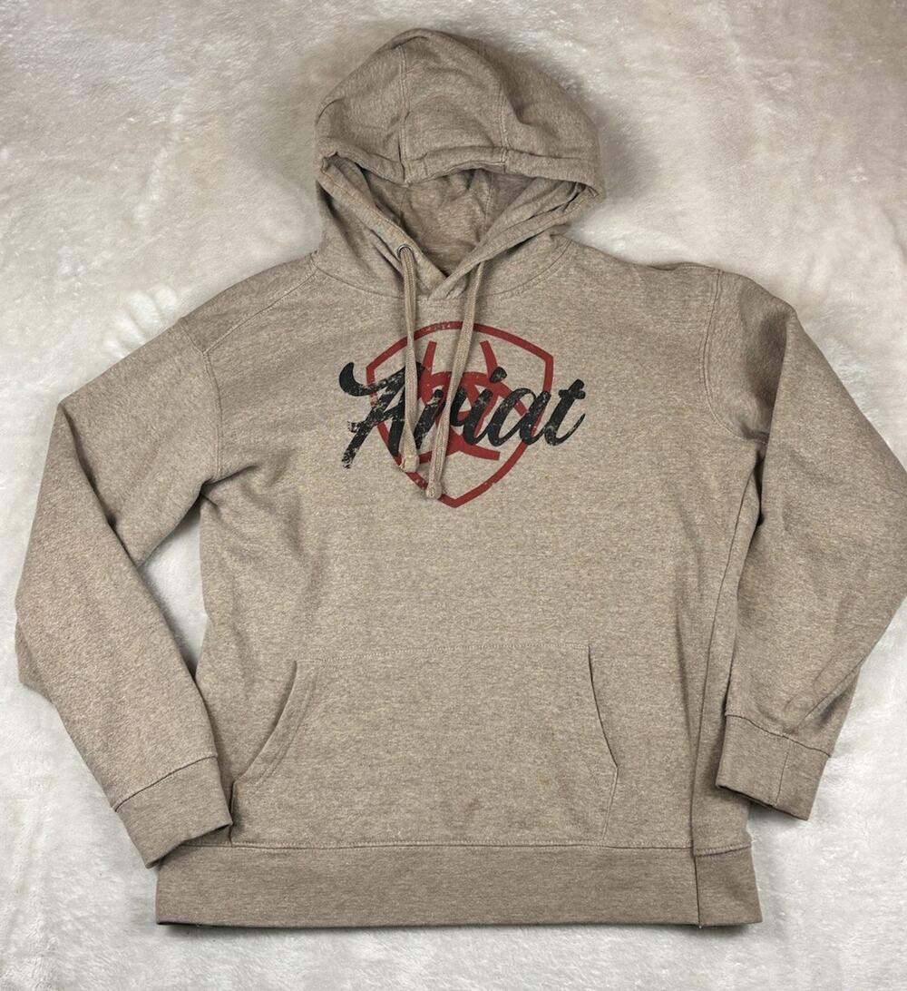 Ariat Hoodie Sweatshirt Womens Sz L Brown Front Logo Western Work Country Comfy